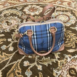 Burberry Blue and Brown Plaid Handbag